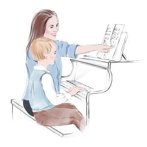 Piano practice with musical nanny